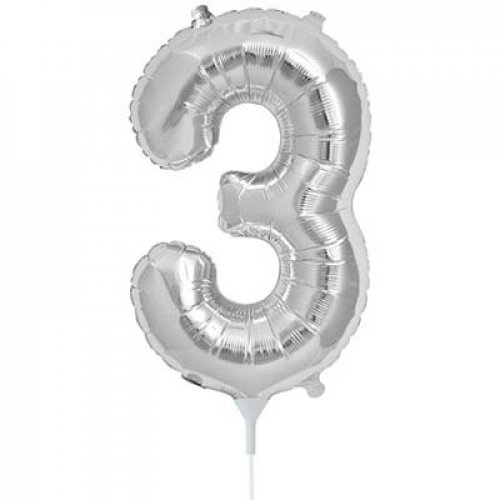 (image for) Silver Number 3 Foil Balloon (41cm) - Click Image to Close